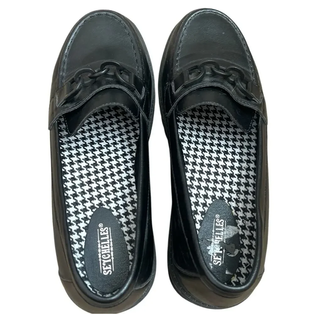 Seychelles Betty Black Chain Detail Chunky Retro Platform Loafer 8.5